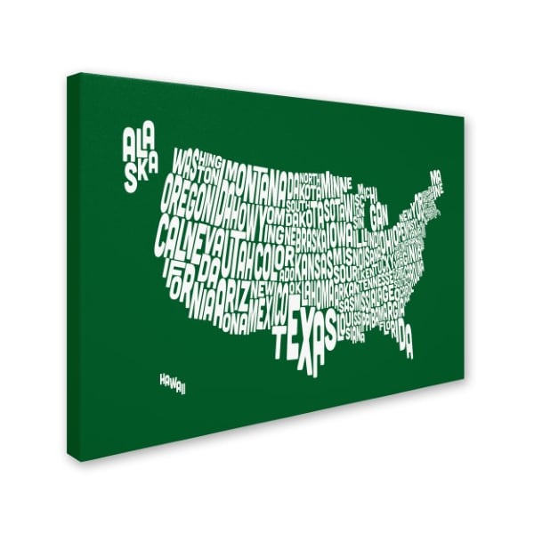 Michael Tompsett 'FOREST-USA States Text Map' Canvas Art,14x19